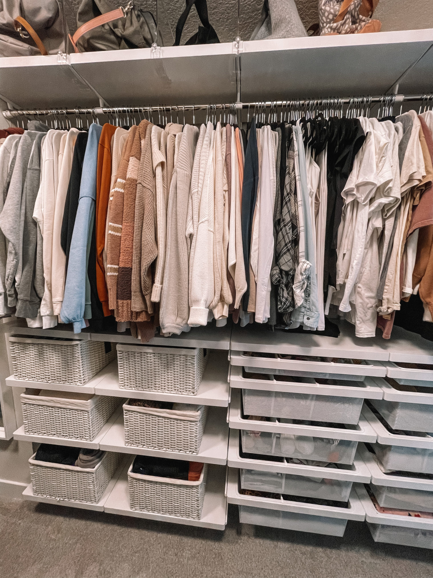 master closet makeover, the container store elfa, master closet organization, elfa decor master closet