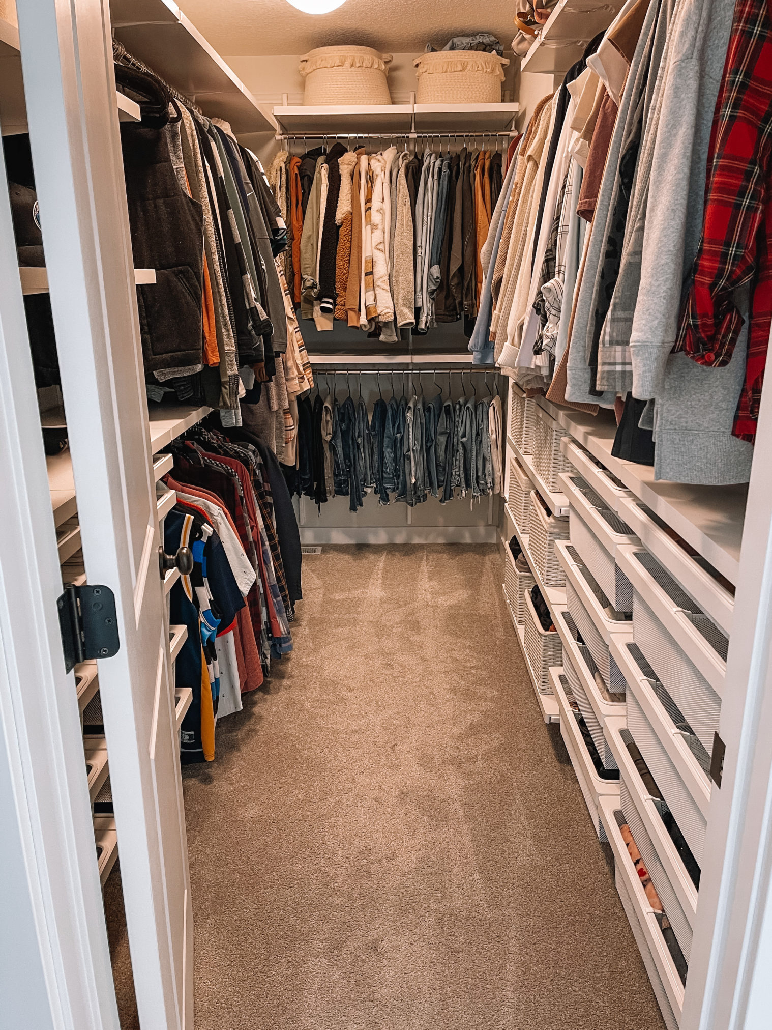 master closet makeover, the container store elfa, master closet organization, elfa decor master closet